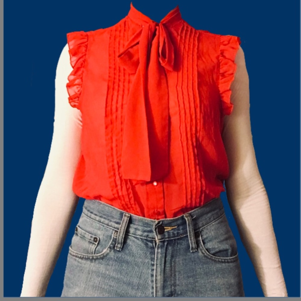 Tied Sheer Top with Ruffles